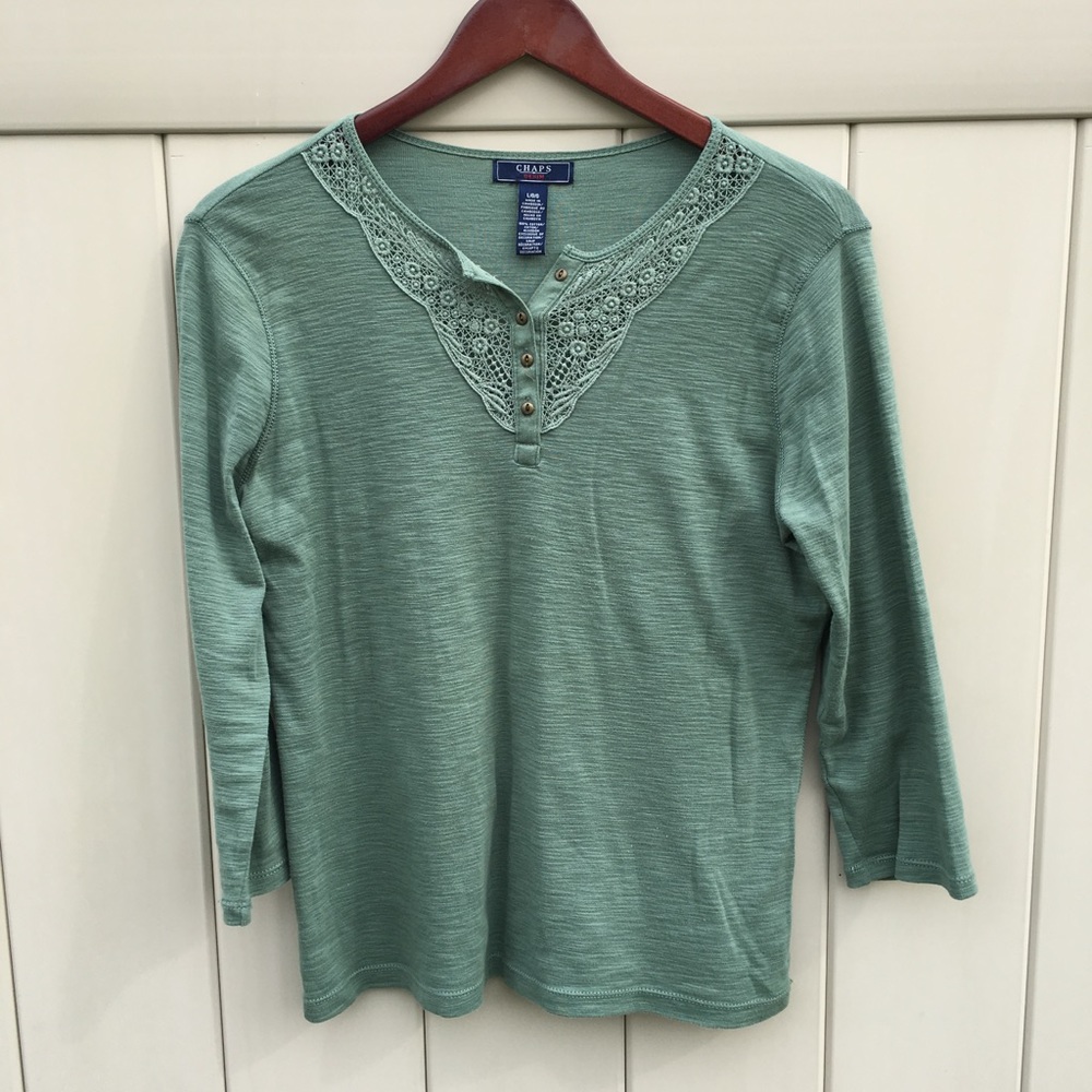 Chaps 3/4 sleeve, Lace detailed Tee